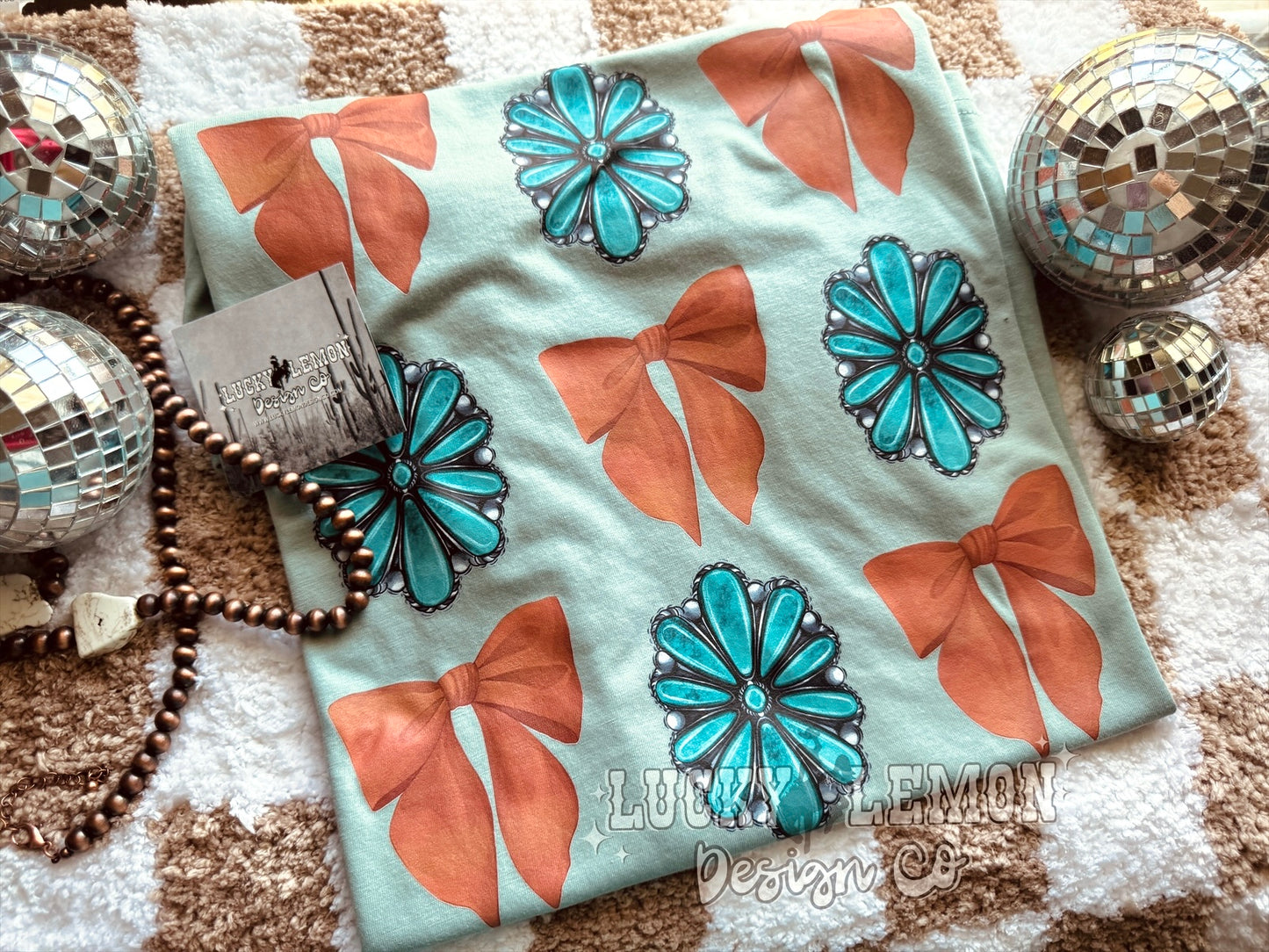 Turquoise and bows Tshirt