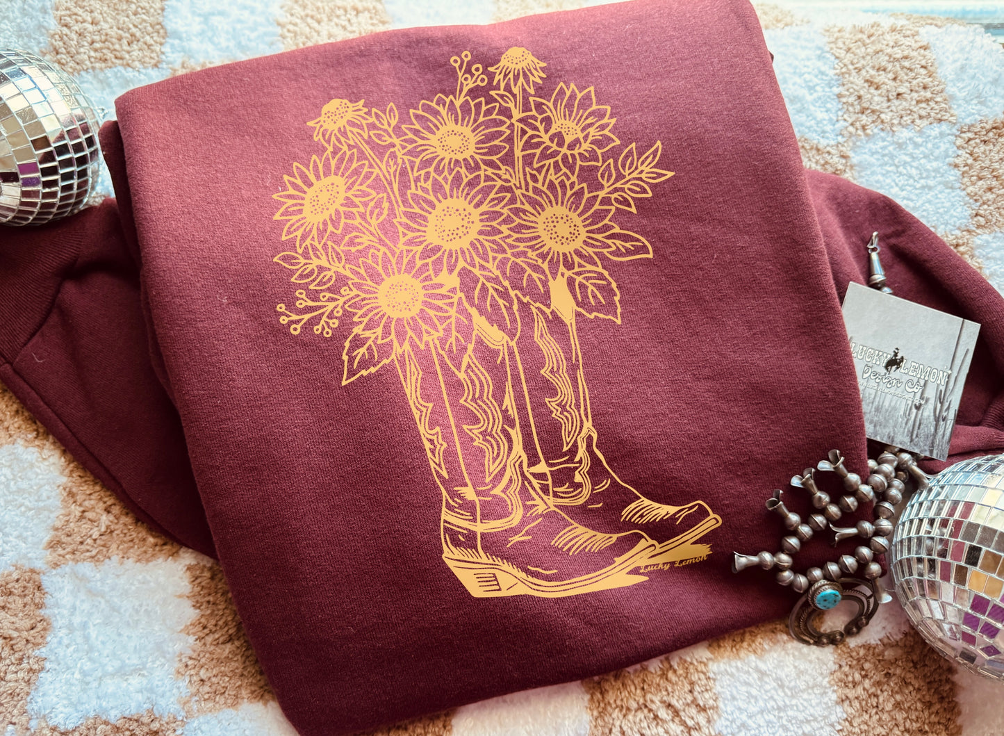 Sunflower boot sweatshirt