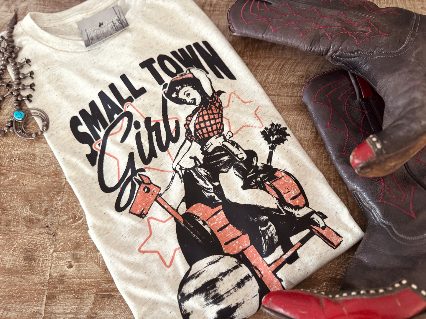 Small town cowgirl tshirt