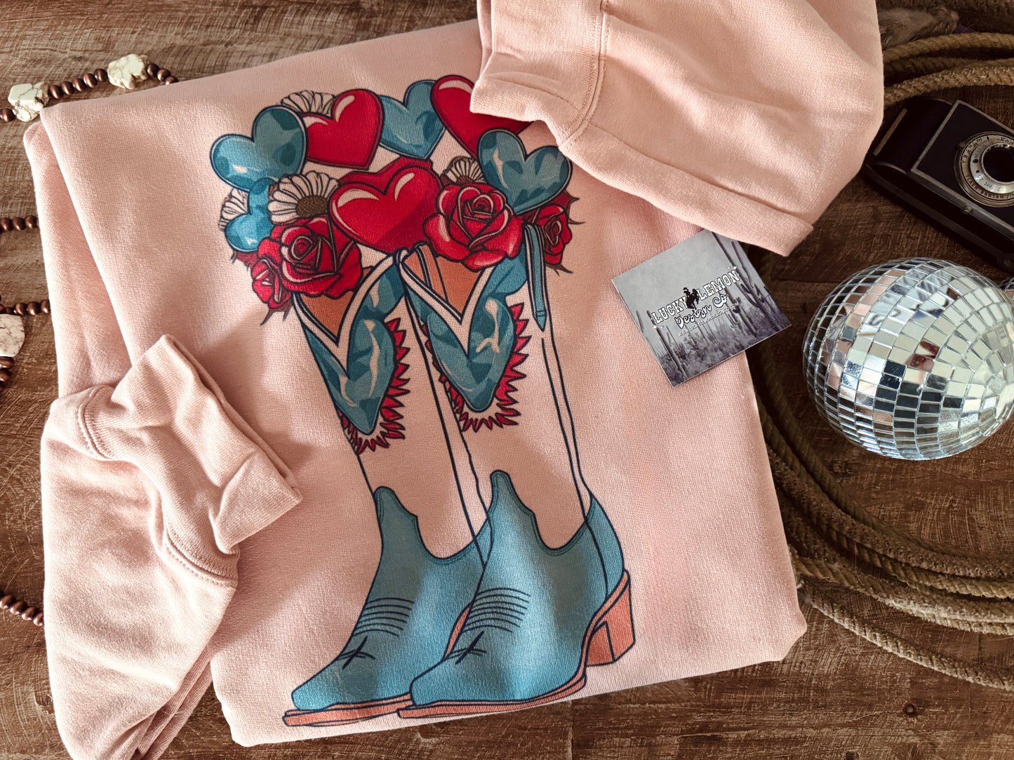 Sweetheart boots sweatshirt
