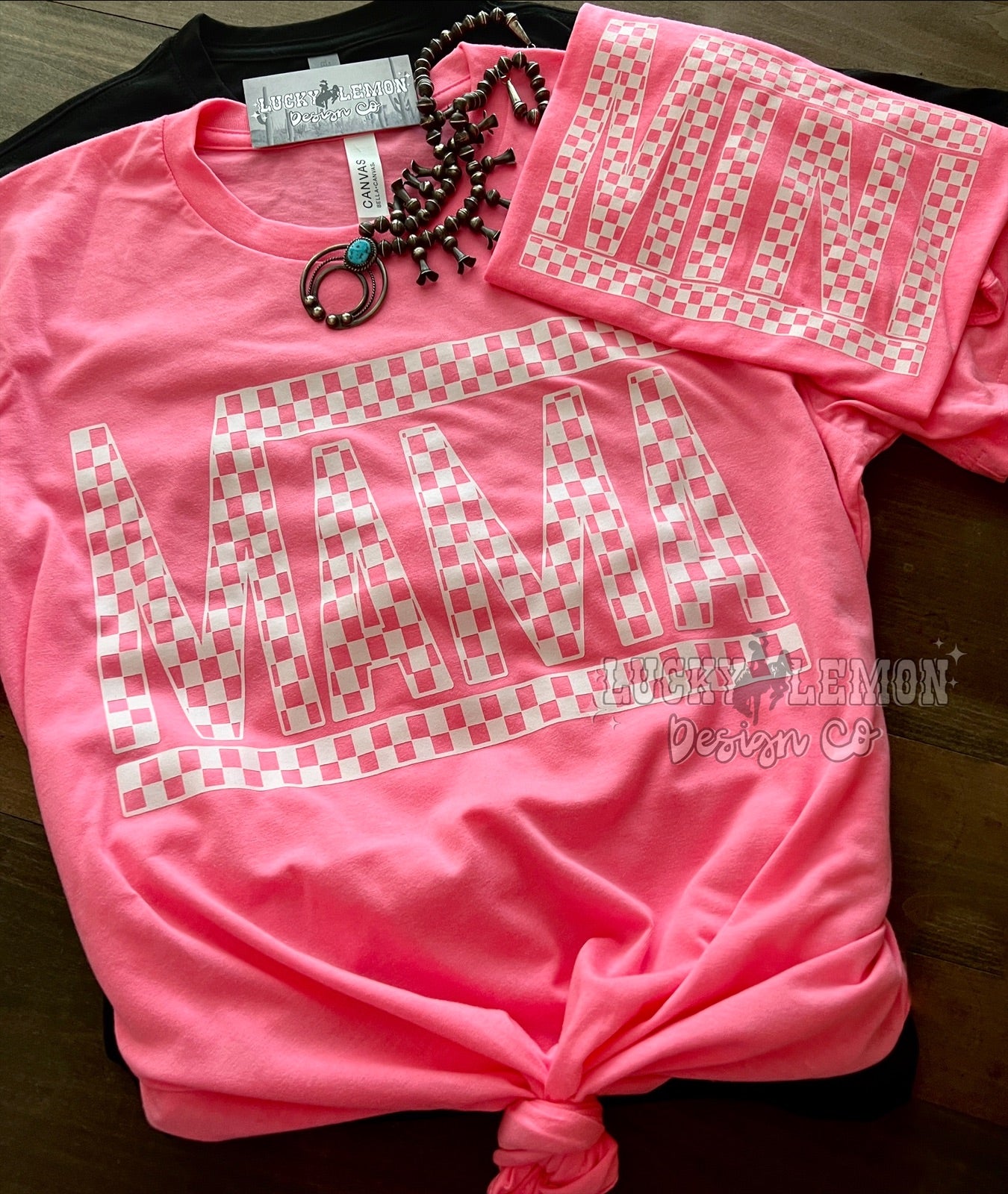 Mama or Mini Tshirt pink and black options