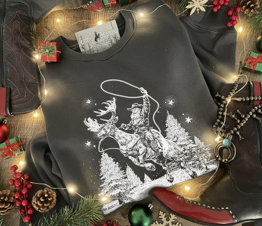 Reindeer Roper Santa sweatshirt
