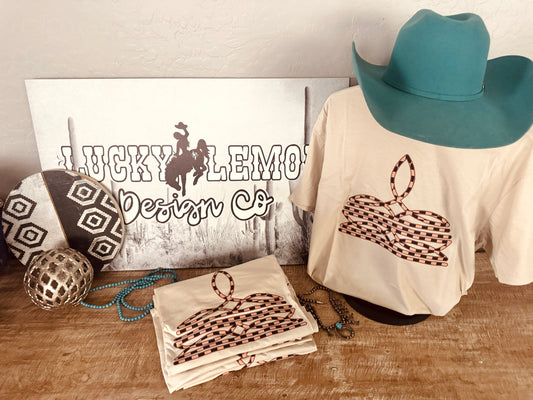 Check Boot stitch tshirt